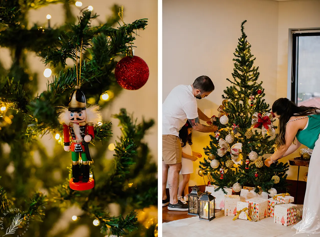 Detalhes de panetones artesanais em ensaio fotográfico natalino em São Paulo