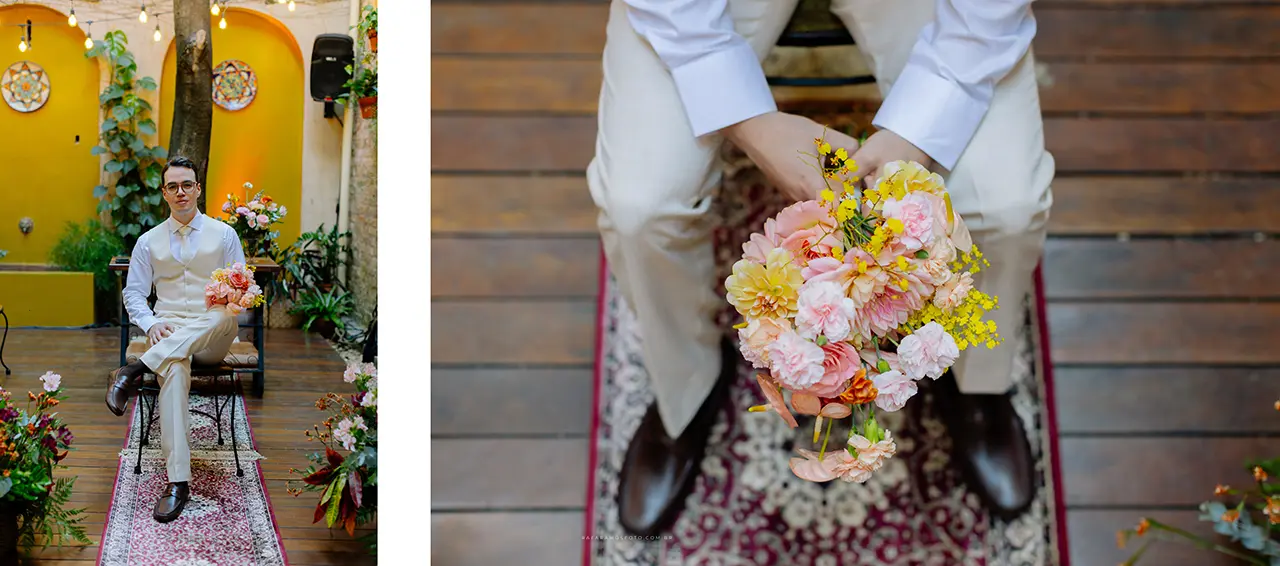 Retrato do noivo em casamento intimista em São Paulo