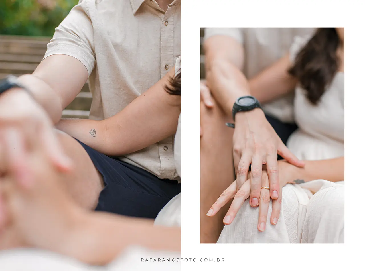 Fotografia de ensaio pré wedding no Museu do Ipiranga em SP com casal em abraço íntimo