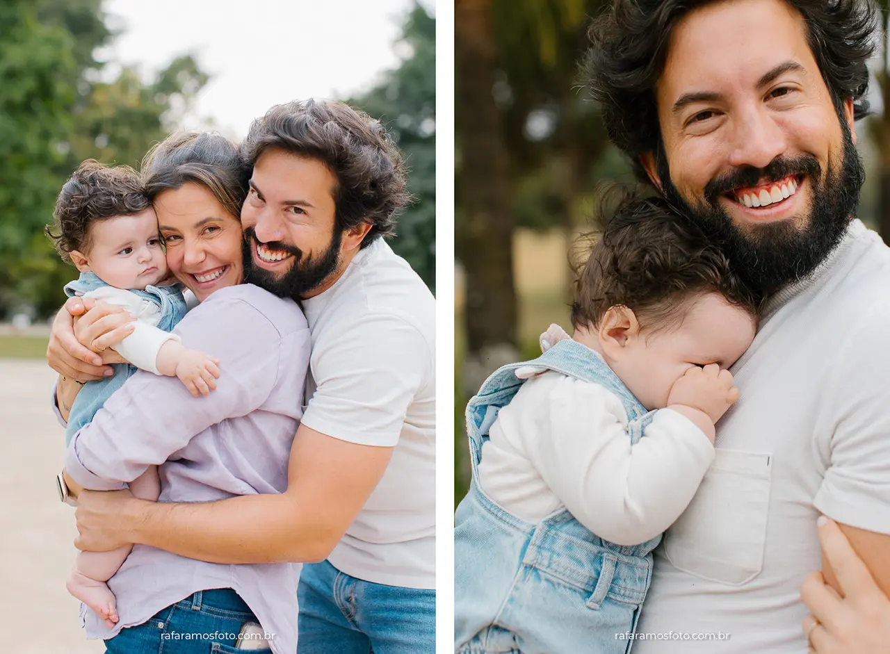Ensaio de família no parque — detalhe de conexão familiar em ambiente externo